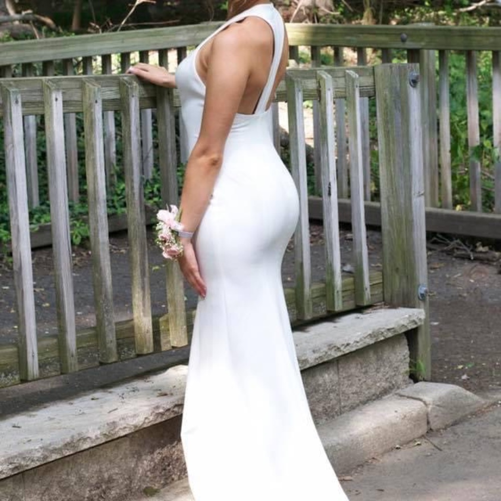 Classy White Gown (Prom Dress, Ball, Formal, Wedding)
